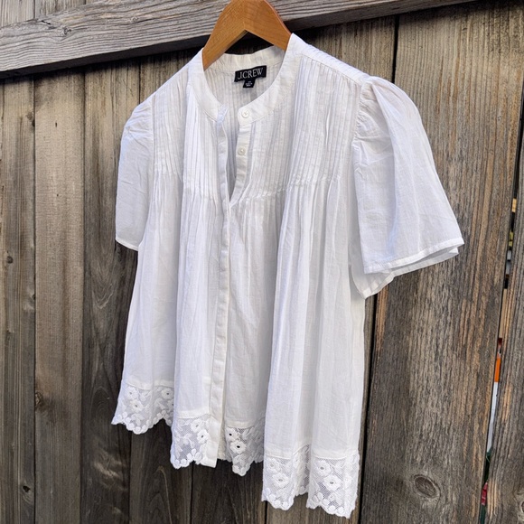 J. Crew Lace-trim pintuck top in cotton voile Size XS - Picture 11 of 16